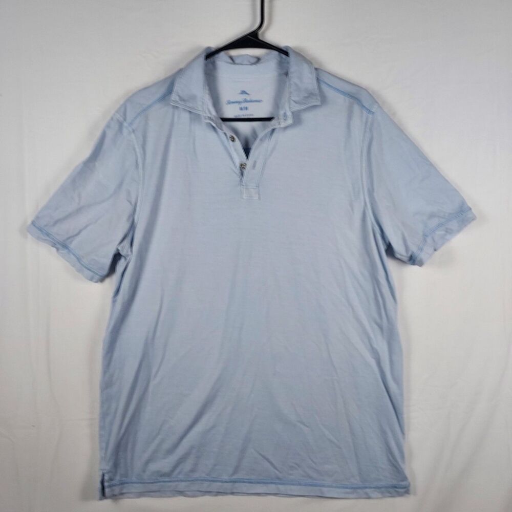 Tommy Bahama Polo Shirt Men's M Blue Cotton Tencel Short Sleeve